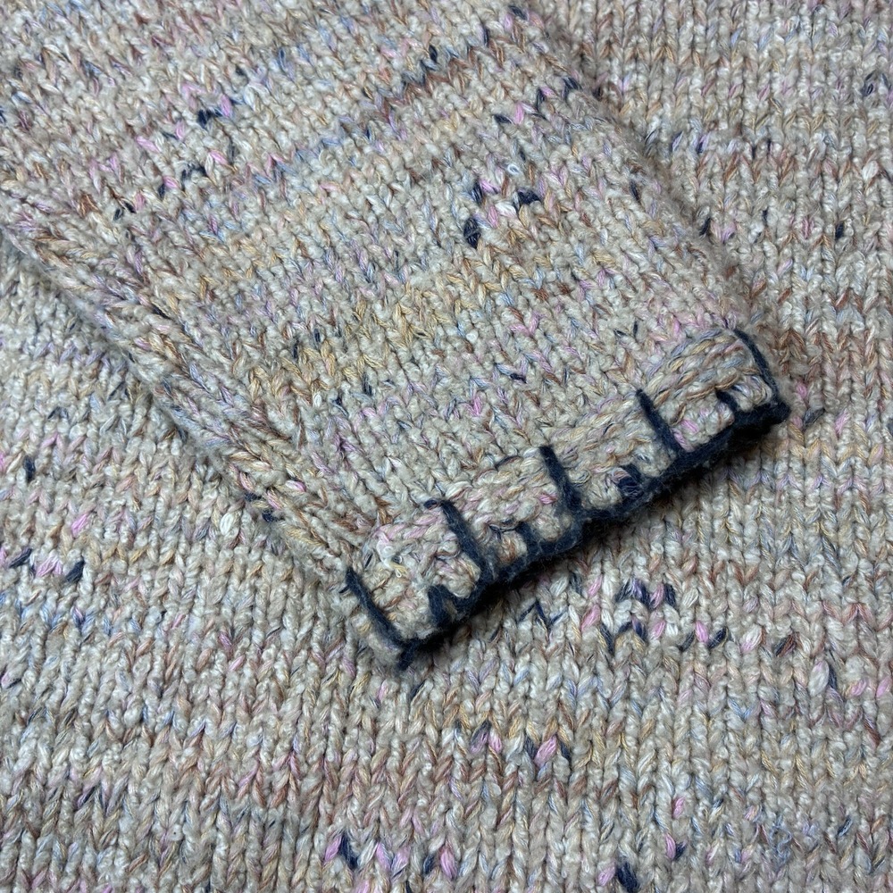 Pure Jill J. Jill Beige Marled Sweater Womens Medium Blanket Stitch Trim - Picture 3 of 12